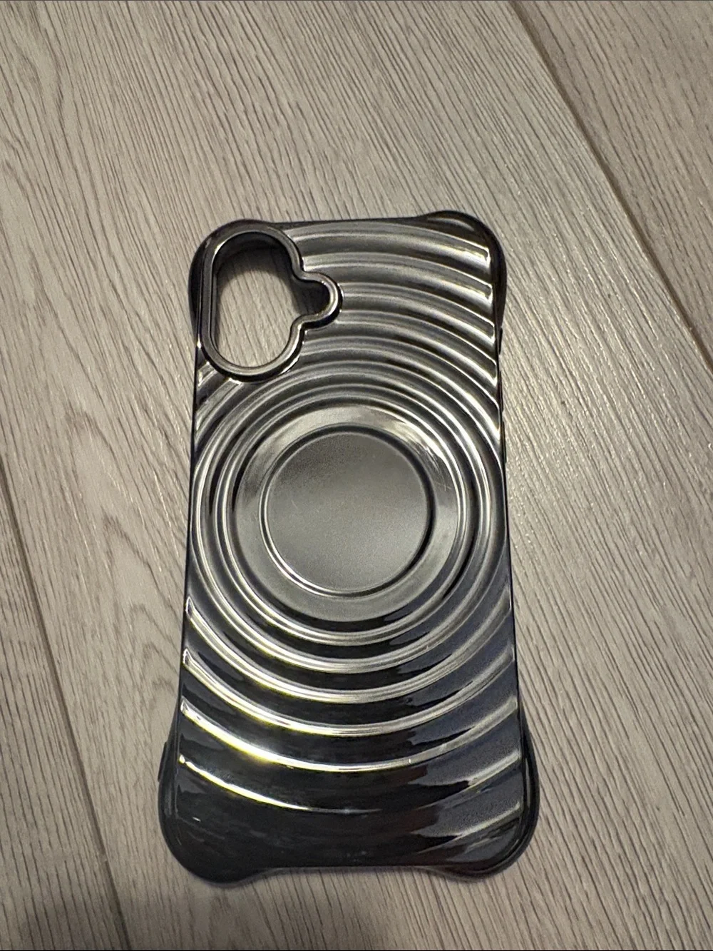 Glossy Black Ripple Phone Case with Magnetic Ring